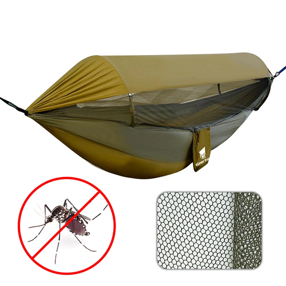 

‌Anti-Roll Nylon Camping Hammock With Mosquito Net Sun Shelter Portable Outdoor Gear Ultralight 1KG