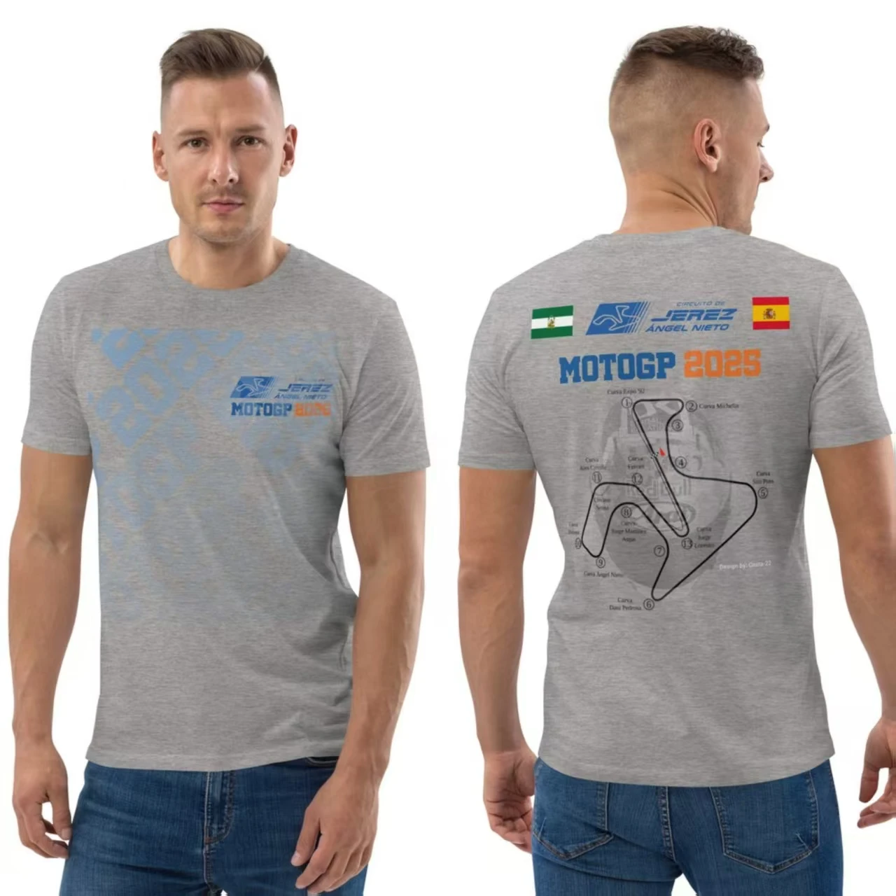 

MotoGP Jerez 2025 Motorcycle Race Route Pattern T-shirt Summer Short Sleeve 100% Cotton S-3XL
