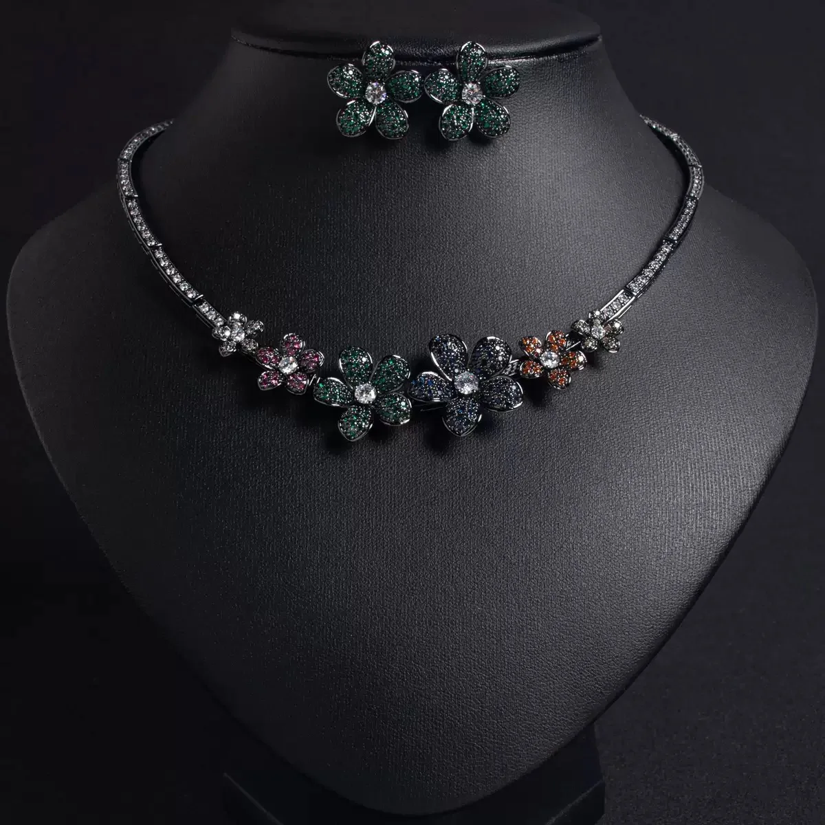 سوبر جميلة قلادة أقراط زهرة قوي مصقول مجوهرات الزفاف إكسسوارات فتيات مجموعة حفلة خطوبة هدية عطلة M-56 #4