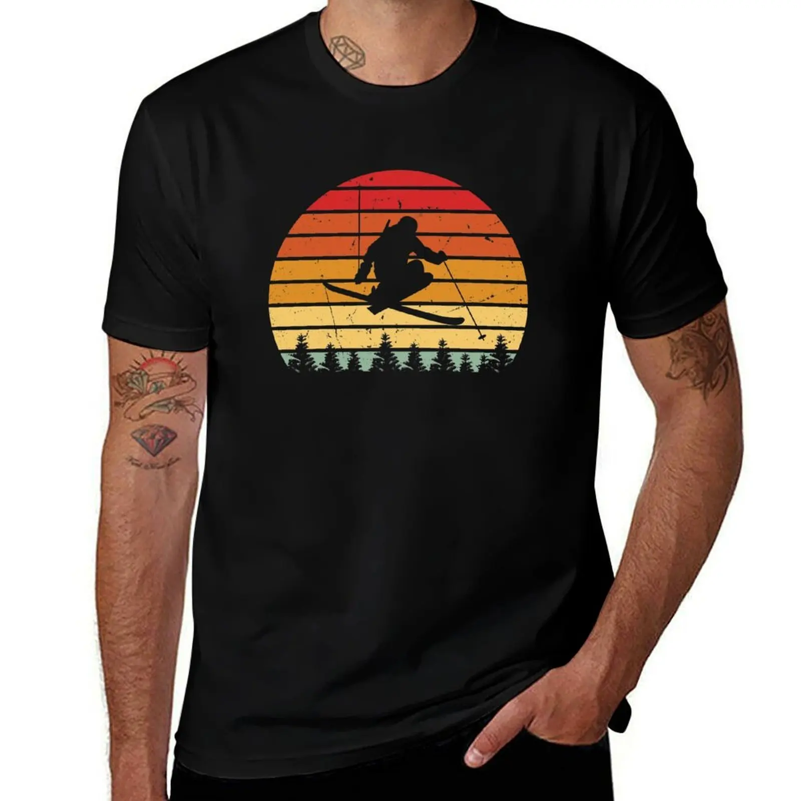 Vintage skis, retro style, freestyle skis, sports T-Shirt t shirts for man graphic vintage T-Shirt