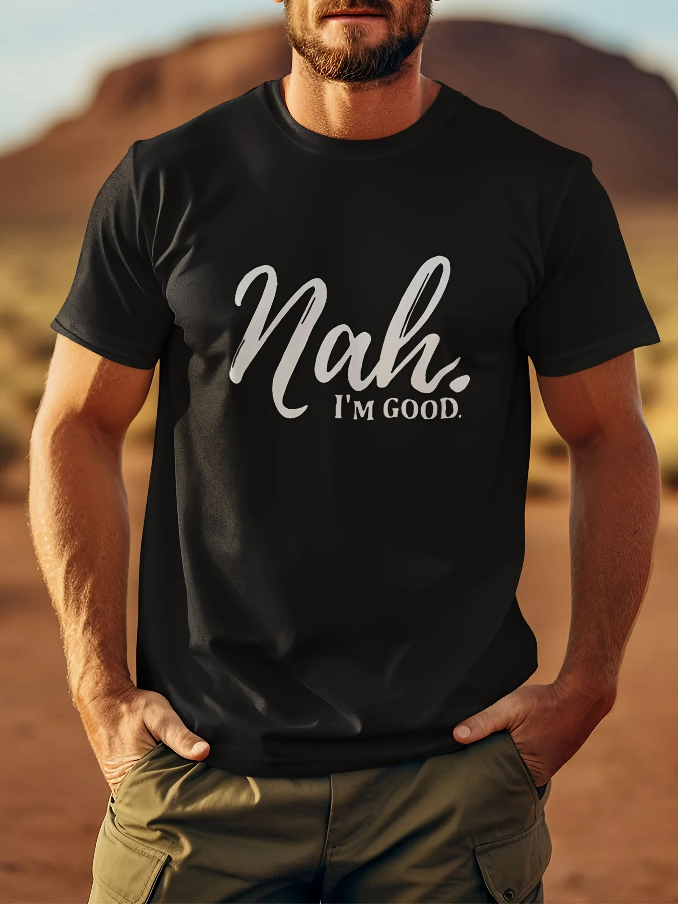 

Мужская хлопковая футболка No Im Good с круглым вырезом и короткими рукавами, удобная и дышащая футболка, повседневная и модная