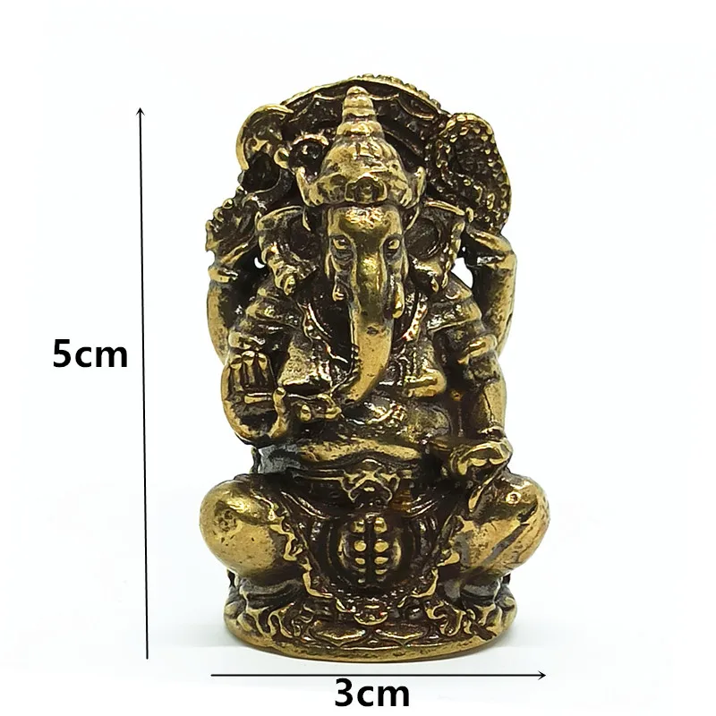 Copper Hindu God Statue Decoration Metal God Figurine Home Decoration Gift Handmade Elephant God Statue Sculpture Ornament