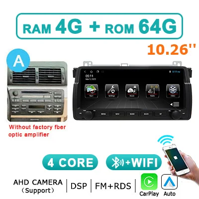 10.26 ''Scherm Autoradio Android 15 AUTO CarPlay stereo 2DIN Voor BMW E46 M3 Rover 75 MG ZT 1998-2006 bluetooth Multimedia speler