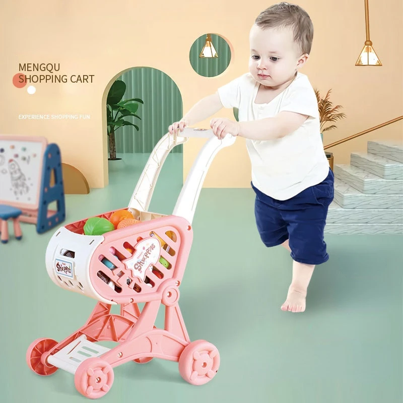 Kinderen Winkelwagen Speelhuis Speelgoed Set Kinderen Pop Simulatie Supermarkt Trolley Baby Leren Lopen Assistance Gereedschap