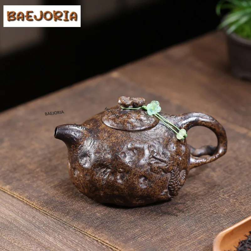 340ml Zen Yixing Purple Clay Teapots Handmade Ganoderma Lucidum Gong Chun Pot Raw Ore Reducing Roasting Mud Kettle Zisha Tea Set