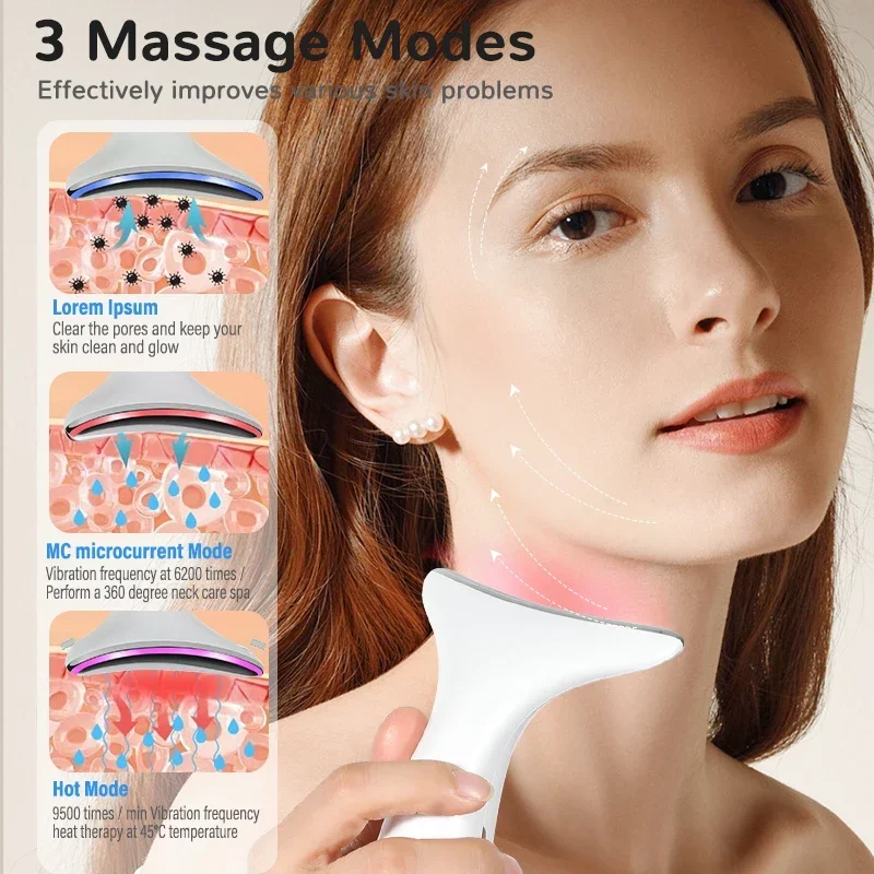 EMS Neck Face Beauty Device LED Photon Therapy Skin Tighten Reduce Double Chin Anti Wrinkle Neck Lifting Massager personal care