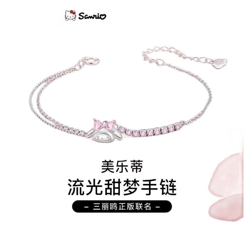 Sanrio Mymelody Girlfriend Bracelet Exquisite Kawaii Niche Design High-end Women's Sterling Silver Tanabata Gift for Girlfriend