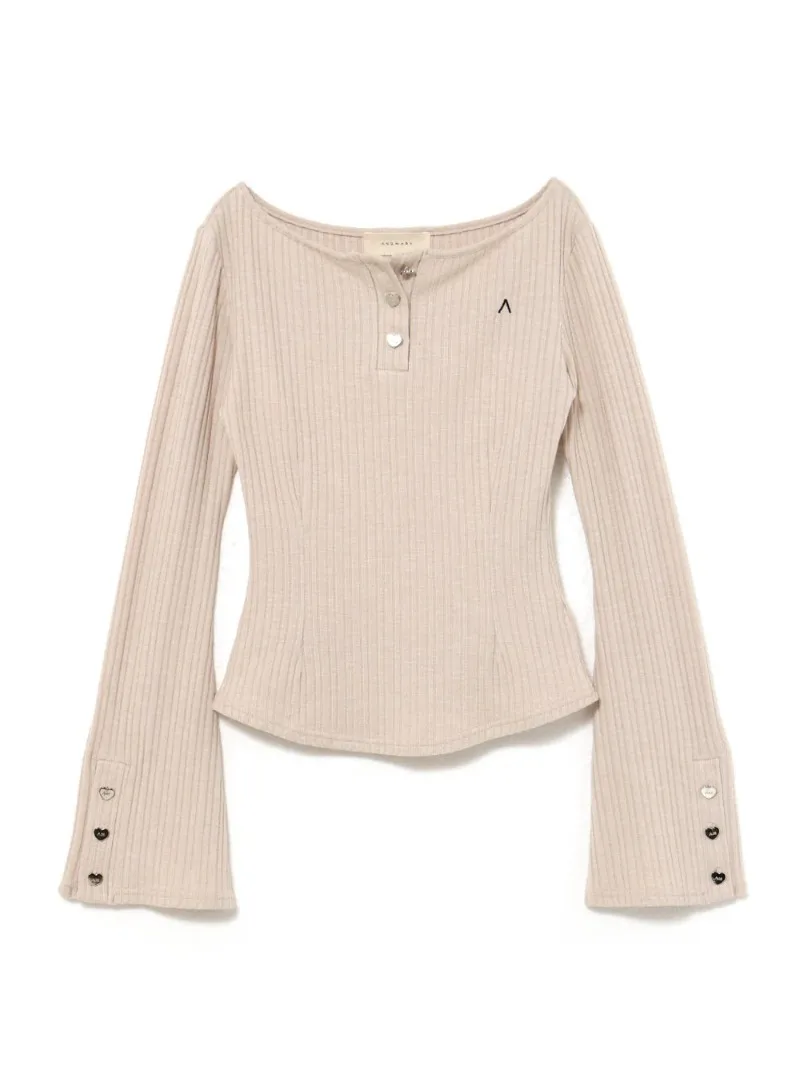 2025 Autumn Winter Japanese Style Tees Sweet Versatile Slim Fit Ribbed Flared Sleeves Long Sleeved T-Shirt Top Pullover Ladies