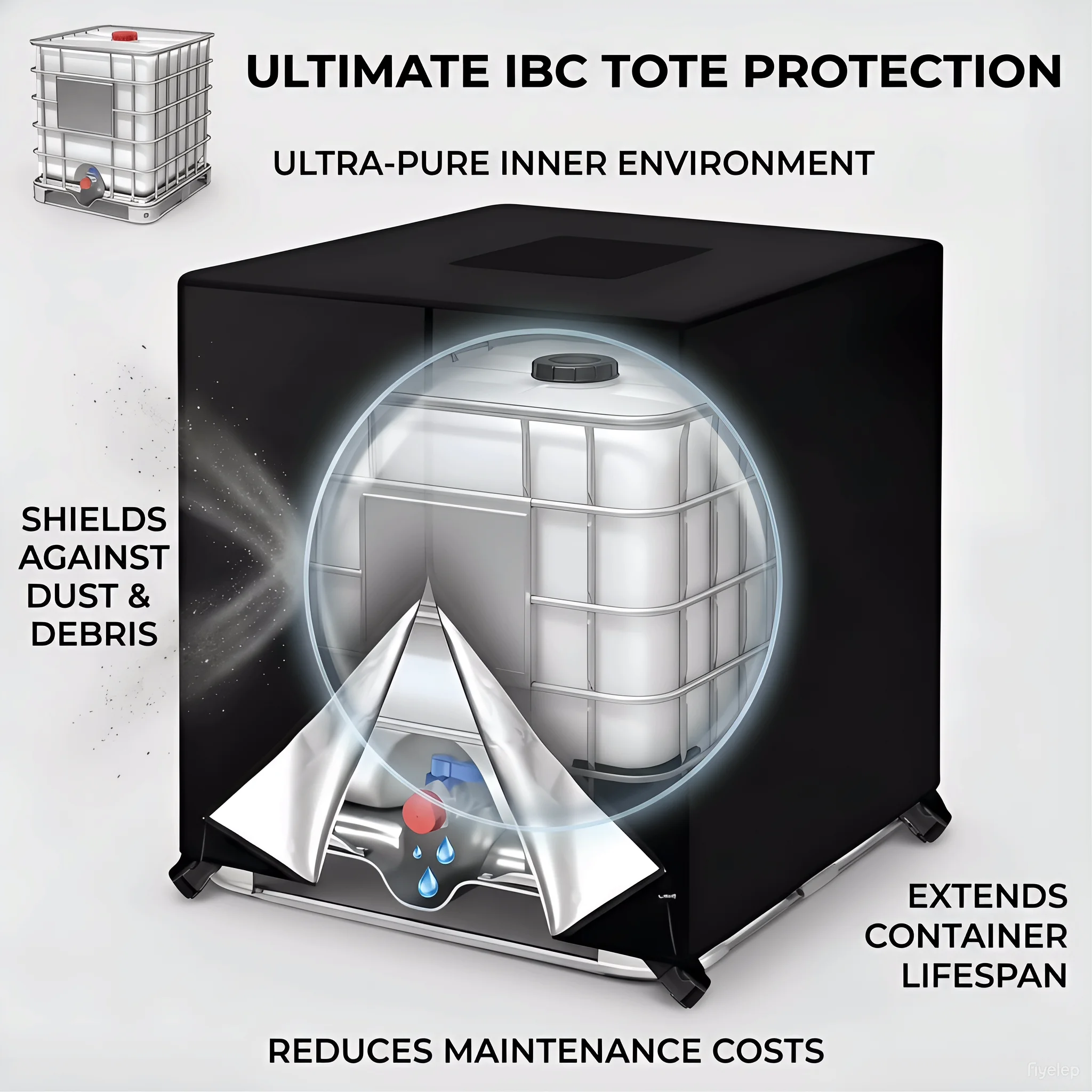 Outdoor IBC Tank Cover 275 Gallon 100% Polyester 210D Waterproof Dustproof Protective Cover