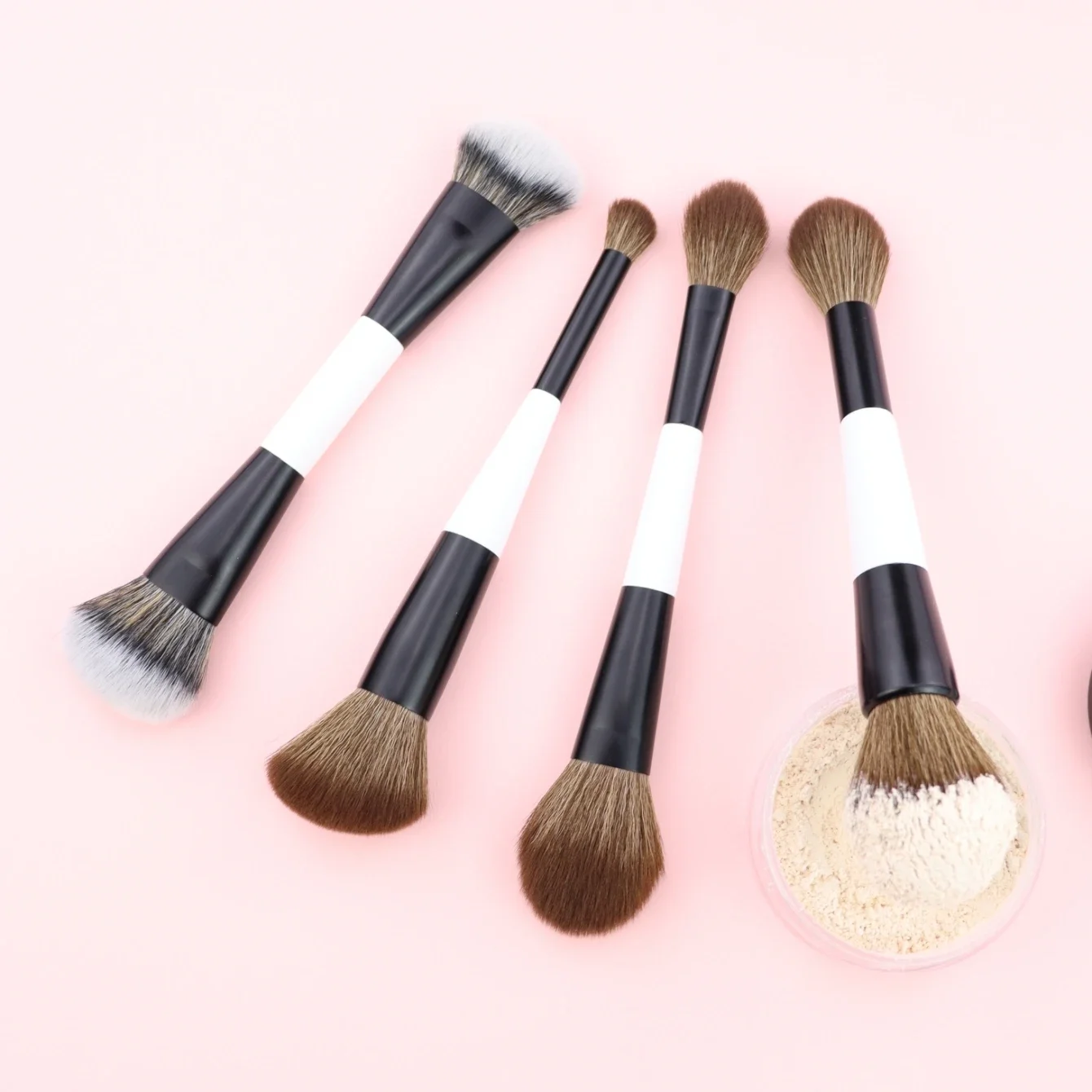 4 Double-Headed Makeup Brushes, Multi-Functional Makeup Brush, Blush Brush, Foundation Brush,