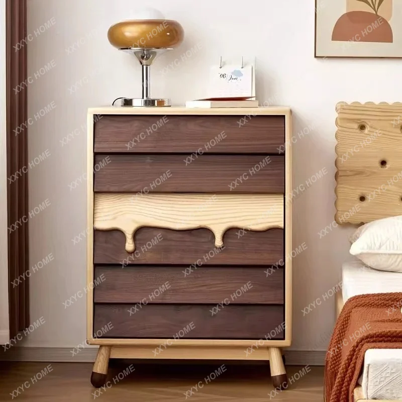 

LBedroom locker simple bedside table two-color milk chest