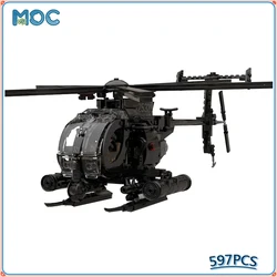 Militariy Series MH-6 Little Bird Helicopter MOC Building Block DIY Assembled Educational Creative Bricks Toys Kit Festival Gift