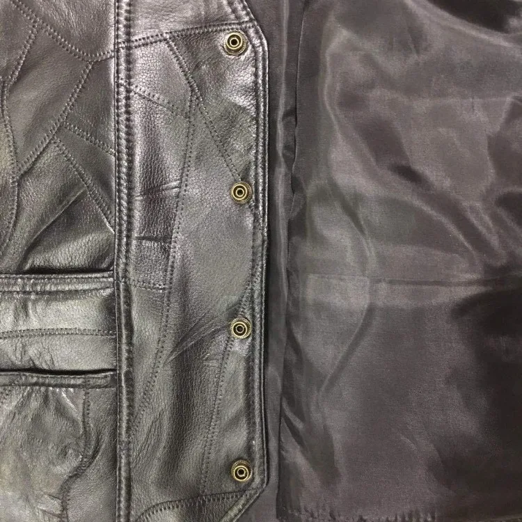 Herren Motorradwesten Retro Schwarz Cafe Street Lederweste Chopper V-Kragen Schnürung an den Seiten Motorrad-Lederjacken Große Größen – Detail 12