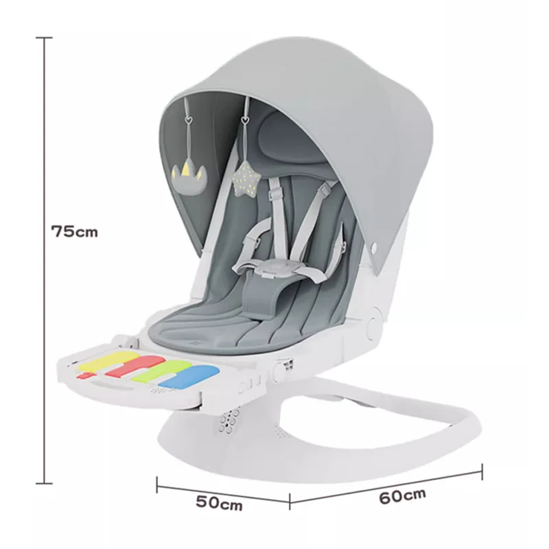 Baby Rocking Chair Electric Baby Soothing Chair Multifunctional Baby Cradle Chair with Wireless Dinner Plate Mosquito Net view 6