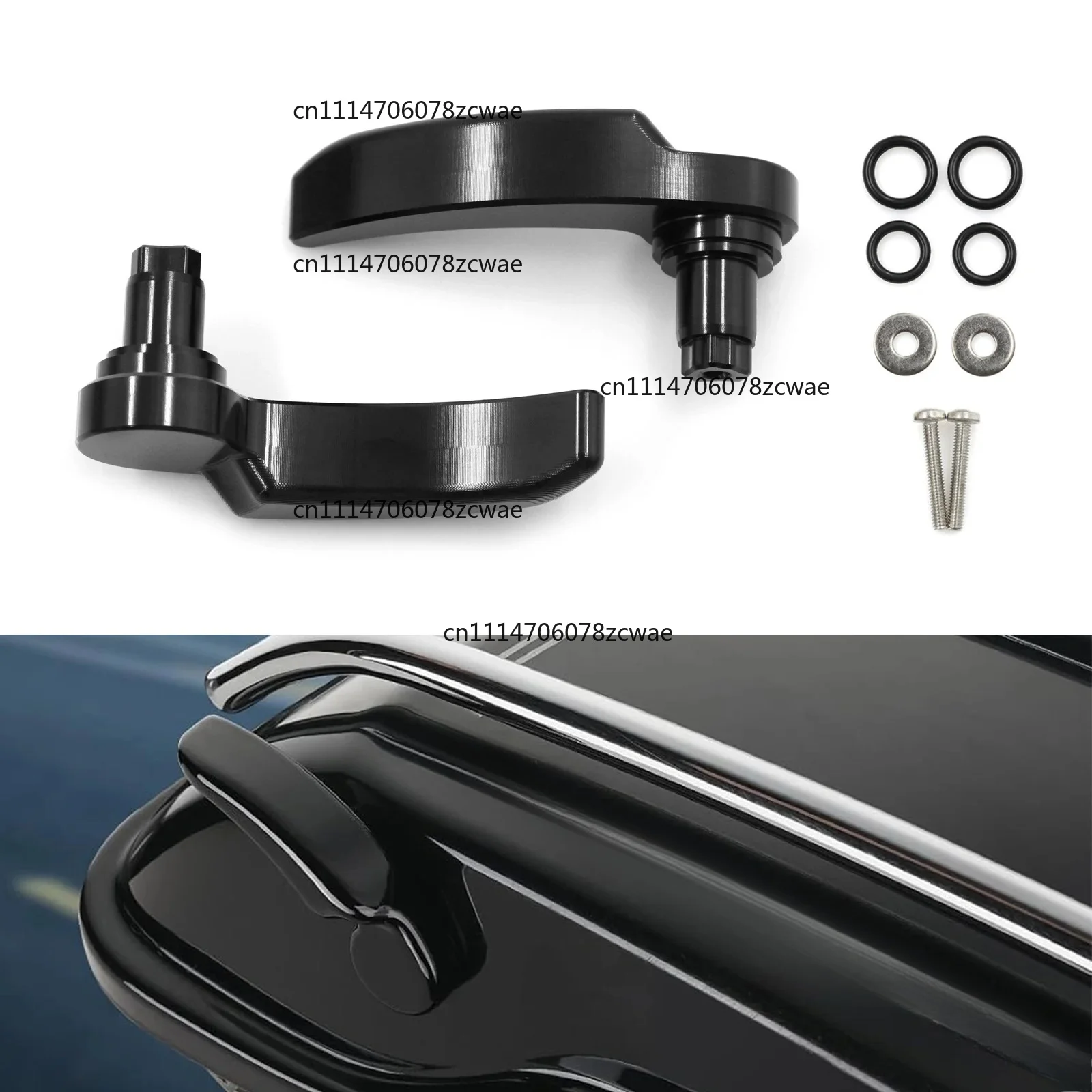 For  Electra Glide Street Glide Road King 14-21 Black Silver Aluminum Motorcycle Saddle Bag Latch Kit
