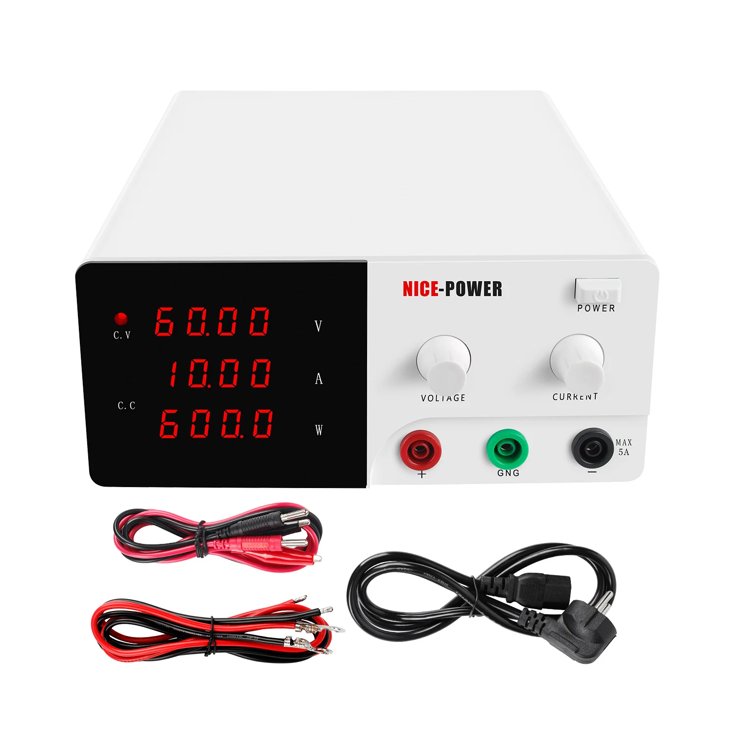 NICE-POWER R-SPS6010 60V 10A White 4 Digits USB Mobile Repairing Power Supply Regulated Variable