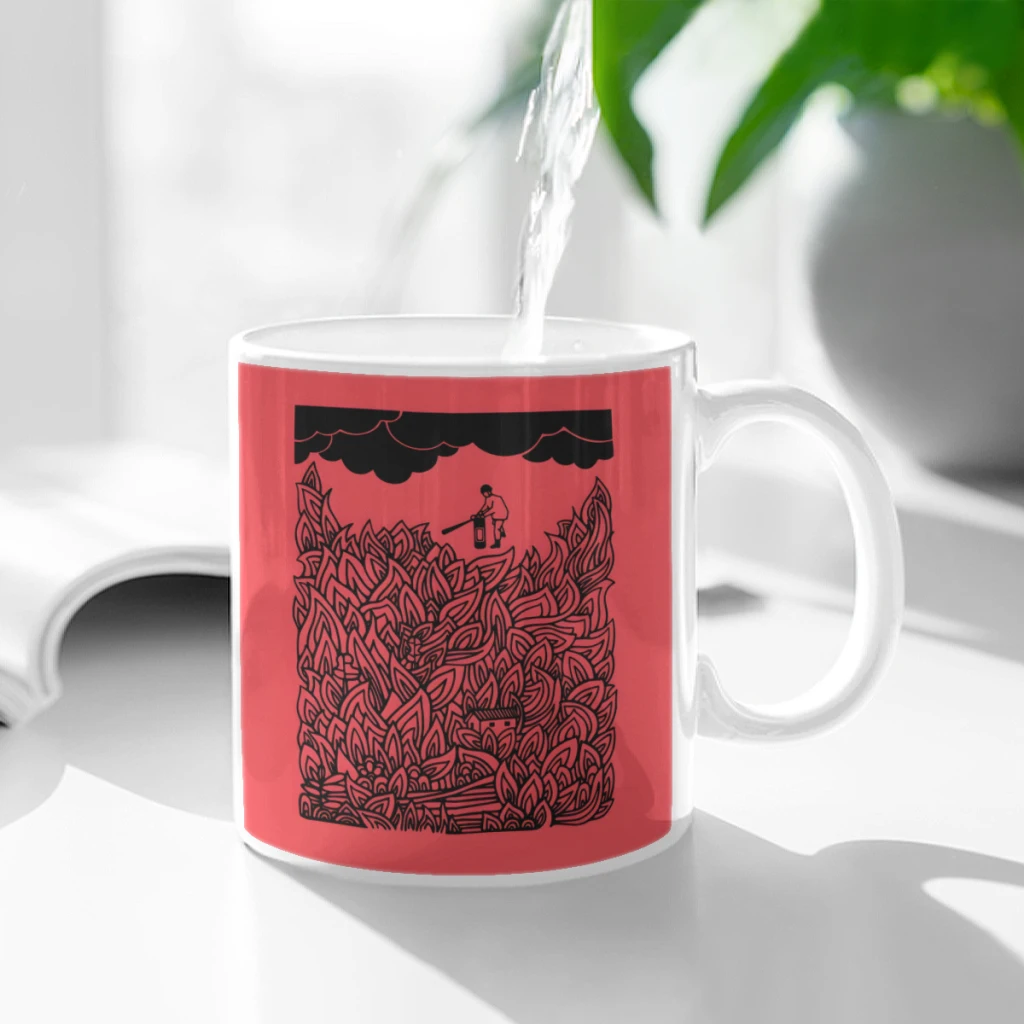 

Red Planet Ceramic Cup Coffee Oatmeal Breakfast Cup Creative Personality Mug