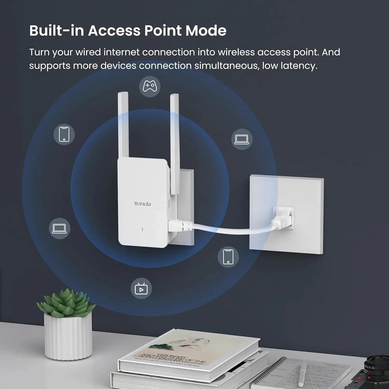 Tenda A33 Wi-Fi 6 Extender AX3000 Dual Band 2.4GHz 5GHz WiFi Signal Booster Gigabit WiFi Repeater Ethernet Port Home Internet — zdjęcie produktu 5
