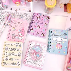 Cartoon Sanrio A6 Notebook Kawaii Kuromi Melody Cinnamoroll Student Portable Coil Account Book Pocket Notepad School Stationery