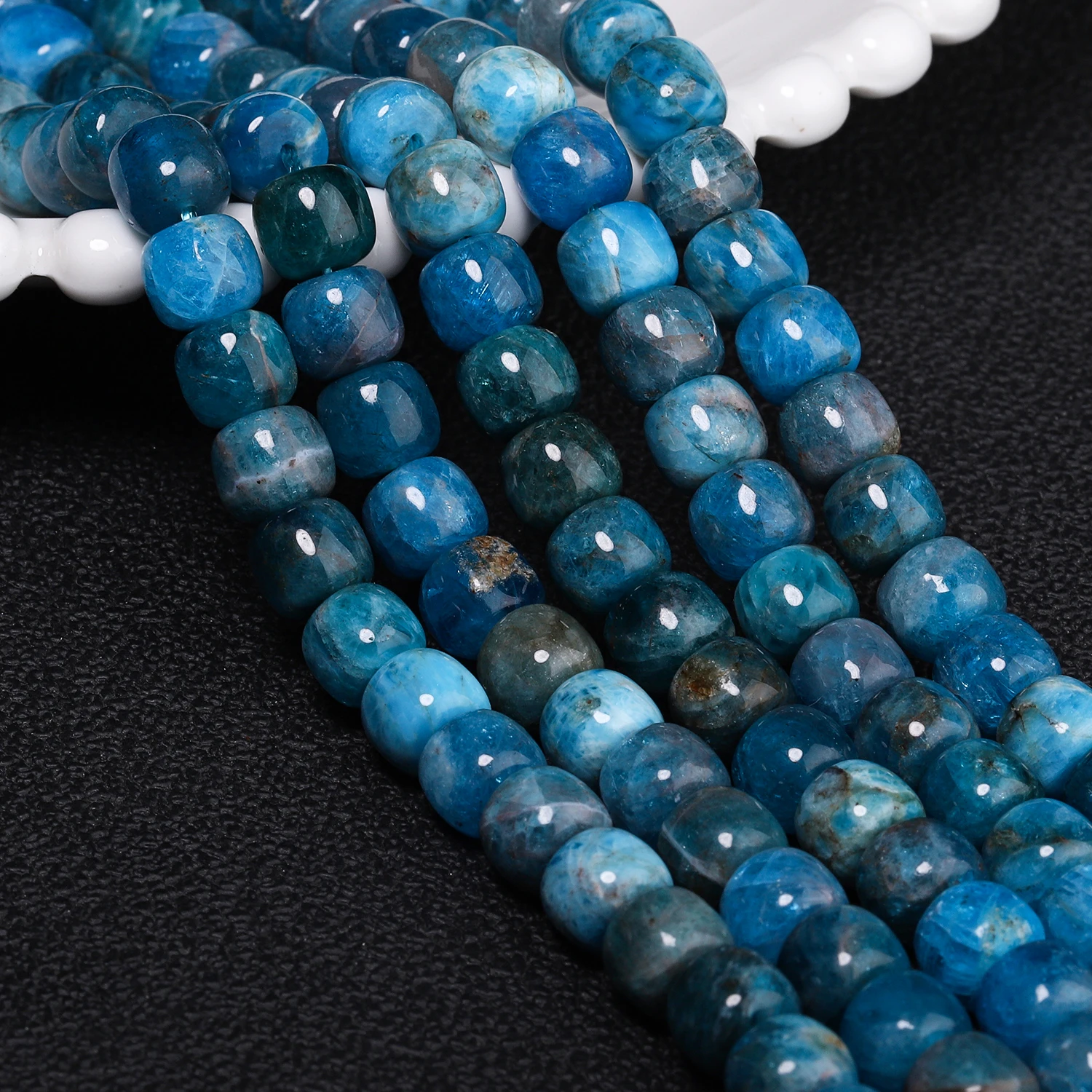 7x8mm Natural Drum Shape Stone Blue Apatite Stone Beads DIY Charms Bracelets Loose Beads For Jewelry Making Supplies