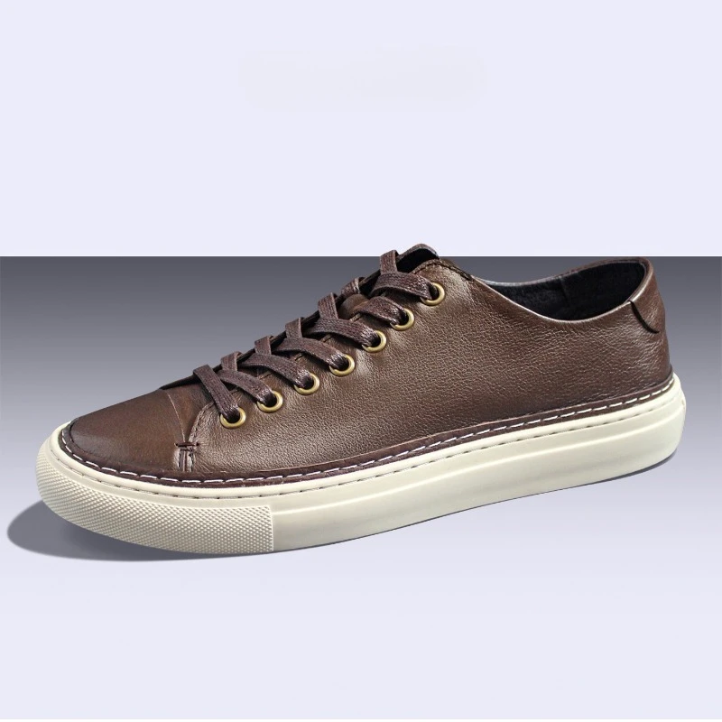 

Designer Fashion Genuine Leather Casual Shoes Men Sneakers Breathable Lace Up Comfortable Flats Male Spring Summer Hiking Shoes