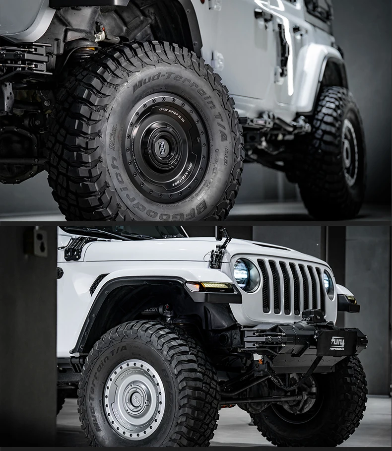 Professional customizationFury Offroad 4x4 Accessories Aluminum Beadlock Black Silver Alloy Wheel for  Gladiator JT
