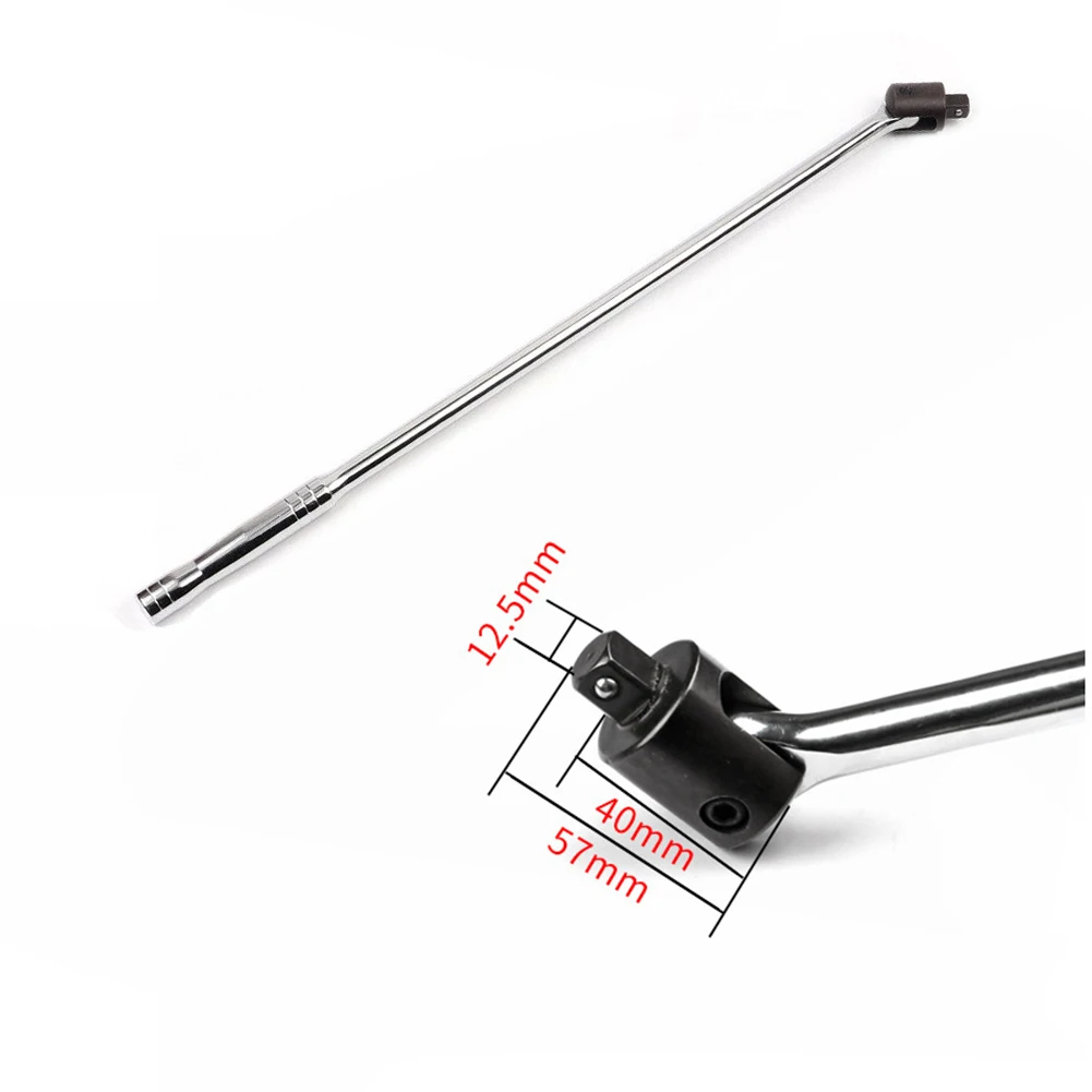1PCS Versatile 180° Flexible Socket Wrench With Spring-loaded Ball System Chrome Vanadium Steel 18.5in Length 1/2in For Repairs