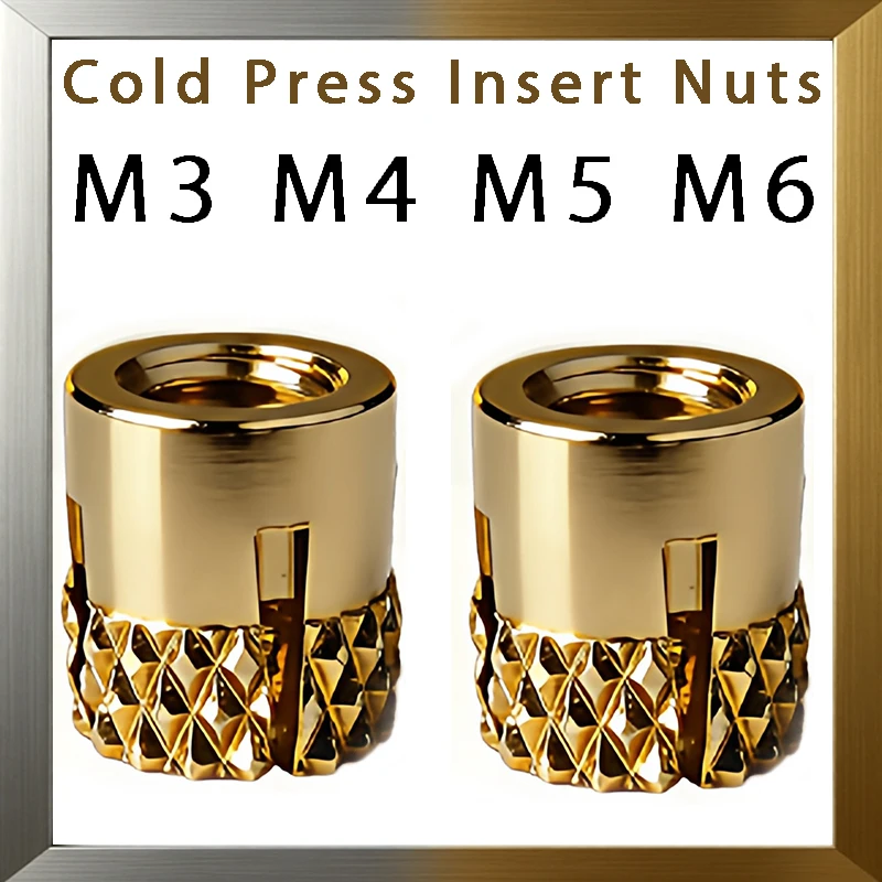 M3 M4 M5 M6 Cross Slot Embedded Nut Knurled Brass Insert Nut Cold Press or Heat Threaded Insert Injection Molding for Plastic