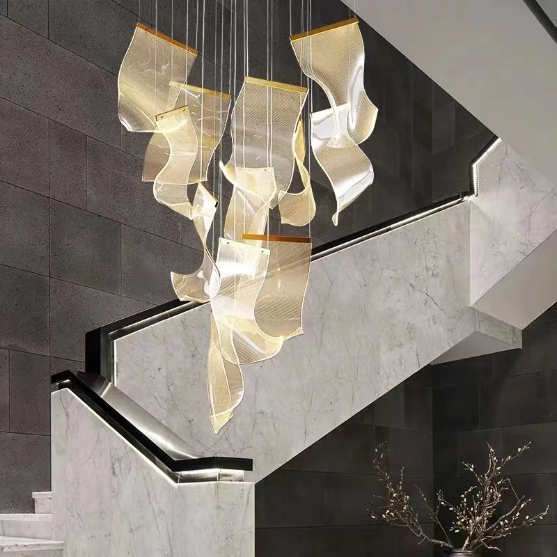 DEOLUXY-Plafonnier LED suspendu en acrylique au design moderne, éclairage d'intérieur, luminaire décoratif de plafond, idéal pour un salon ou des escaliers