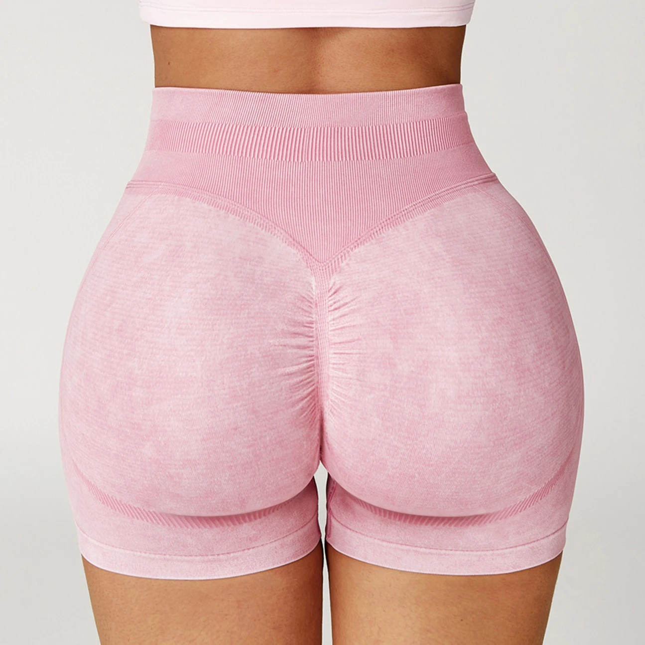 Fitness Running Yoga Shorts Women's High Waist Seamless Sand Washed Peach Butt Tight Sports Shorts Running Exercise Yoga Pants
