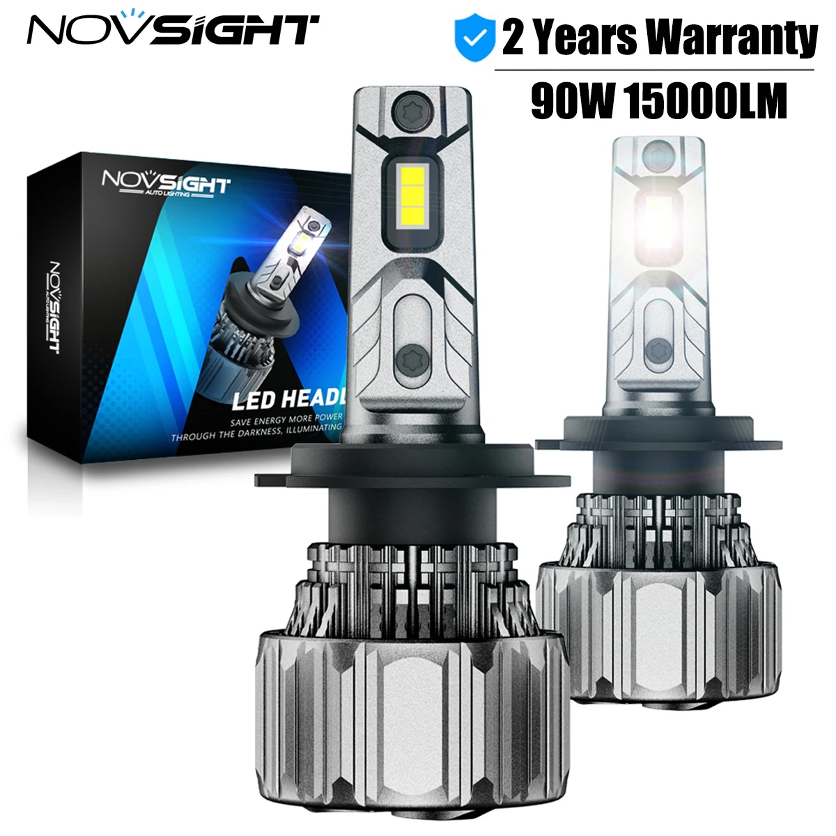 NOVSIGHT LED Car Headlight Bulbs H7 Bulbs H4 H11 H8 H9 H1 H3 9005 9006 Bulbs 70W 15000LM MIni Size 6500K Plug and Play Headlamp