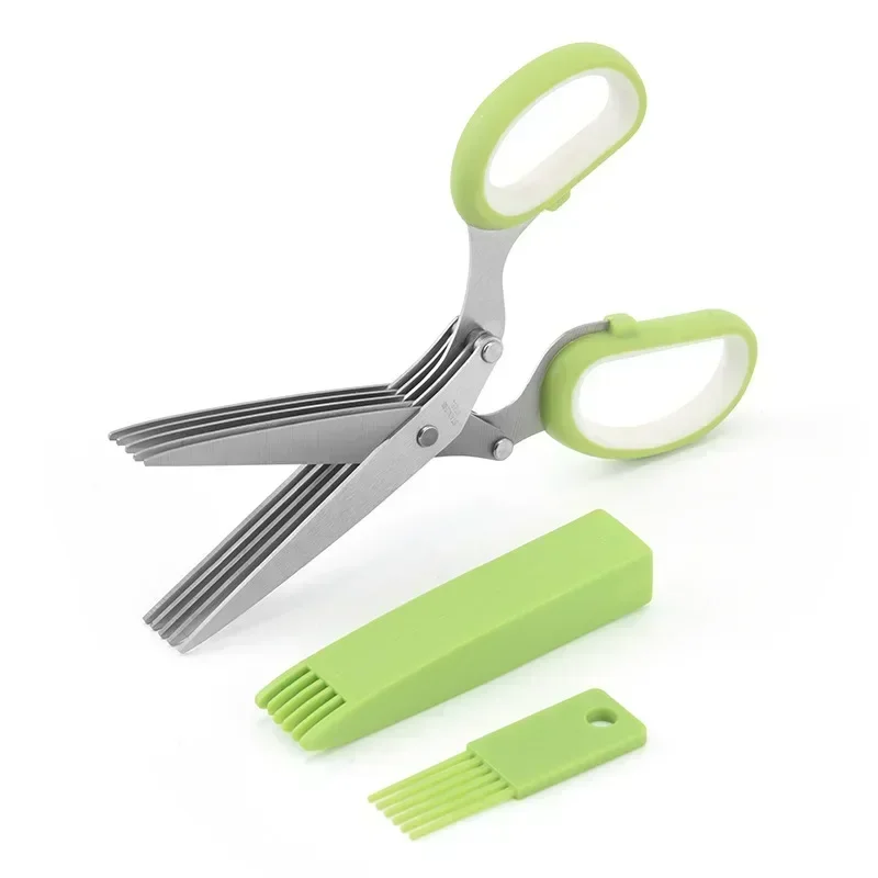 Multifunctional 5 Layers Stainless Steel Knives Scallion Cutter Herb Laver Spices Cook Cut Shredders & Slicers Kitchen Scissors