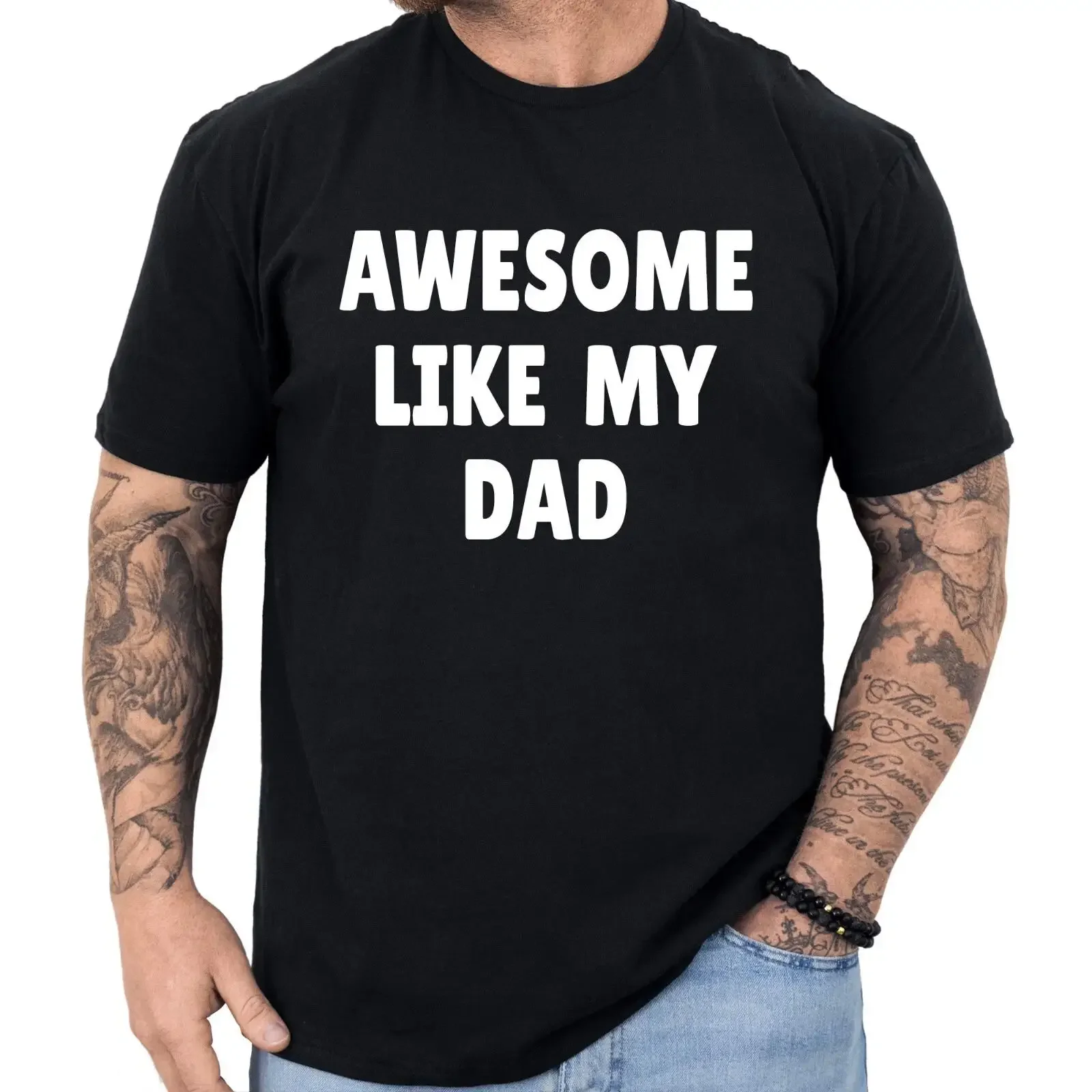 T Shirt Awesome Like My Dad Vatertag Geschenk für Papa von Sohn und Tochter vintage Washed fashion Breathable Stretched