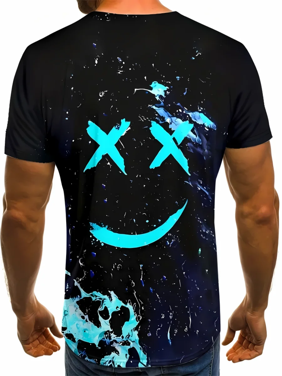 Sommer Herren T-Shirt Cartoon bedrucktes Muster atmungsaktives leichtes Polyester Herren T-Shirt Kurzarm Shorts Set