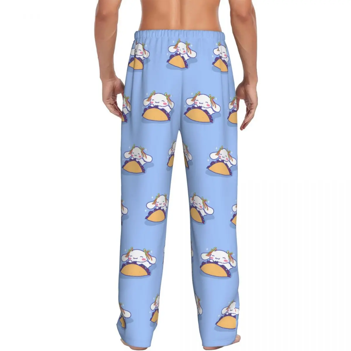Op maat gemaakte Cinnamoroll pyjamabroek voor heren, witte hondennachtkleding, slaaploungebroek met zakken