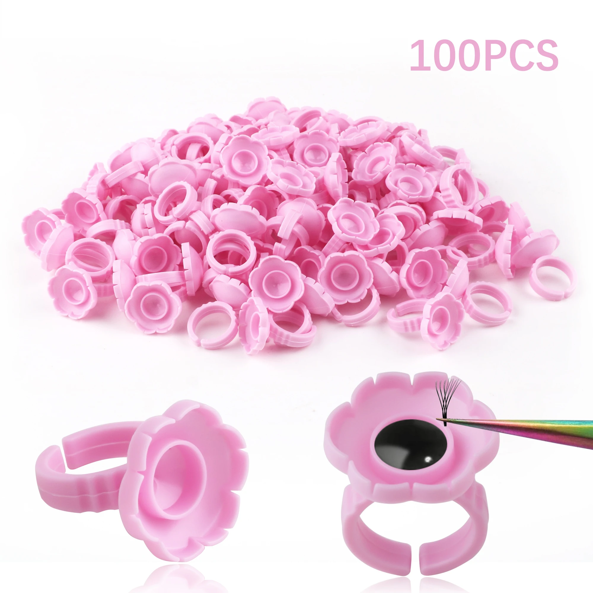 100pcs Eye lashes Holding Trays Tools Grafting Eyelash Extension Glue Delay Cup Tattoo Adhesive Holders