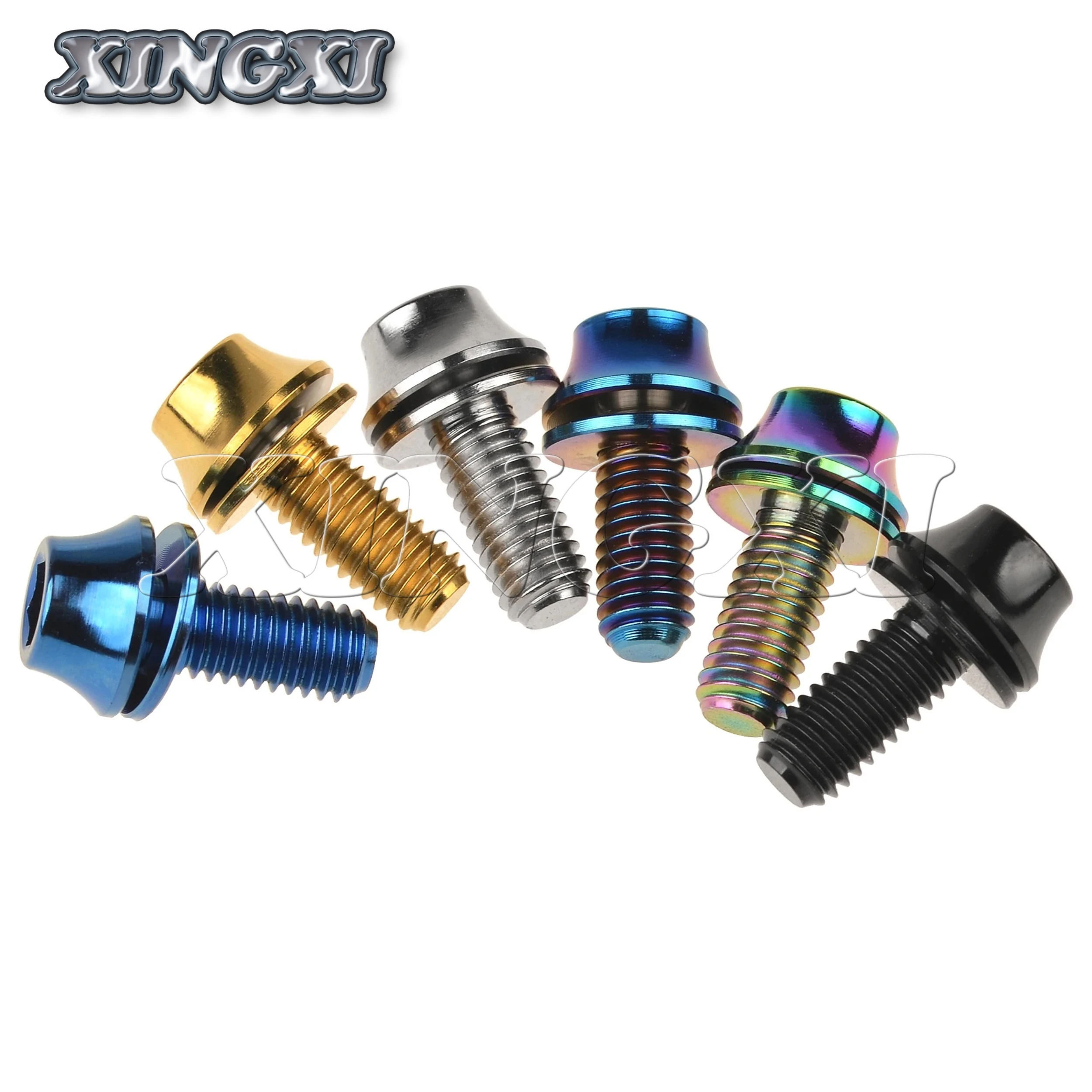 Xingxi M5x12mm Ti Alloy Bolts Titanium Screw with Washers for Bicycle Water Bottle Cage Hex Bolts Water Bottle Holder Cone Screw