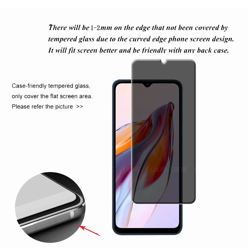 4Pcs For Xiaomi Redmi 12C Glass Redmi 12C Screen Protector Phone Cover Protective 9H Anti-Spy Privacy Tempered Glass Redmi 12C