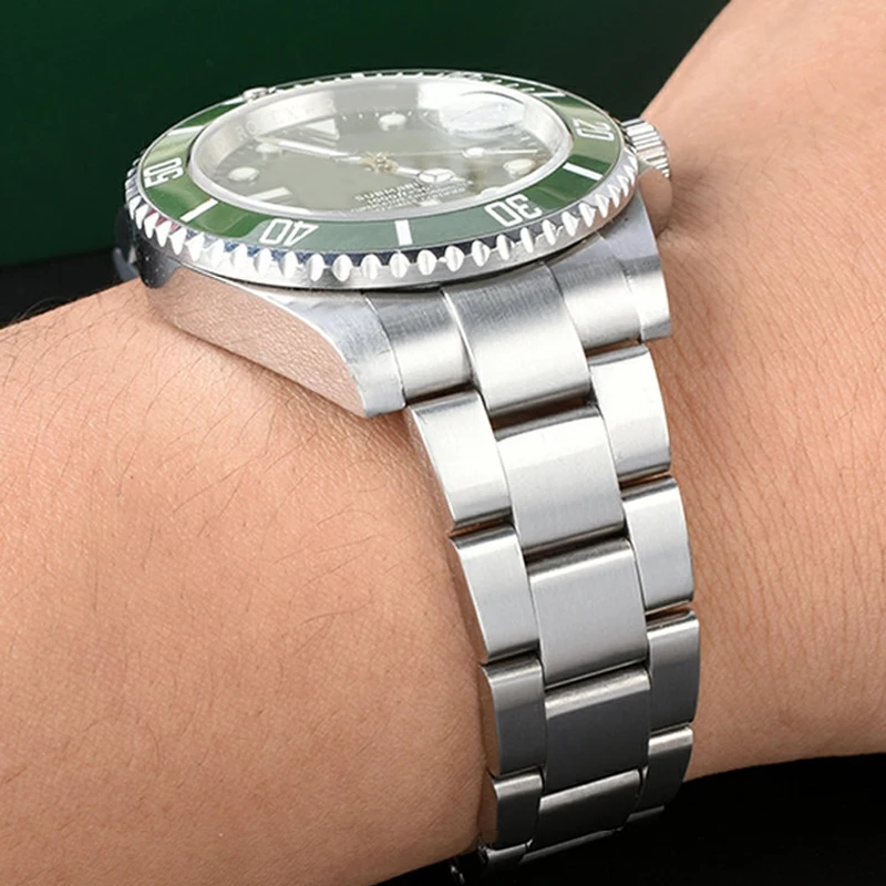 20mm Width 904L Solid Stainless Steel Watch Band Brushed Polished Oyster Bracelet Folding Buckle Glide Lock Clasp FOR RELOX SUB image 5