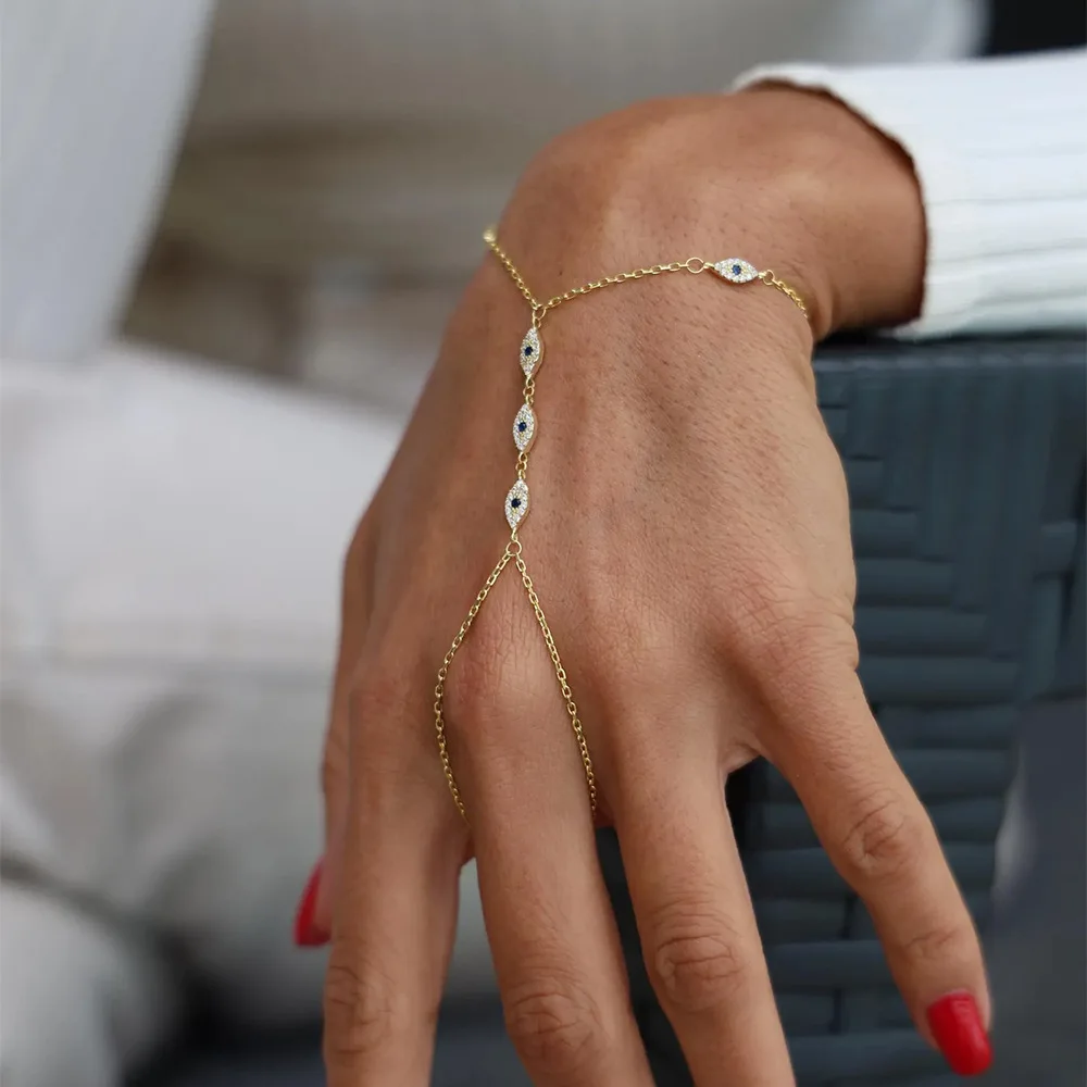 New full-diamond devil's eye mitt bracelet European and American blue eyes one-piece bracelet bracelet