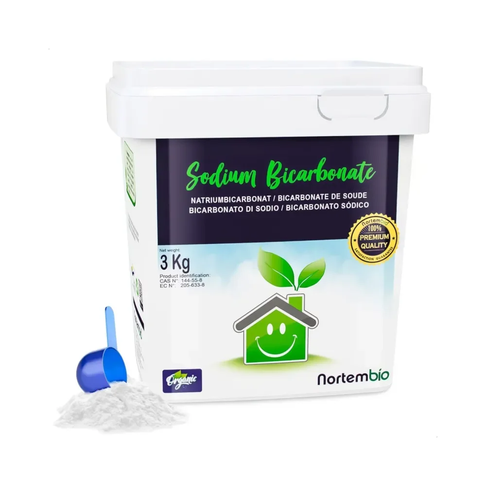 NORTEMBIO Bicarbonato de Sodio 100% Natural 3Kg | Quitamanchas, Desodorizador y Blanqueante | E-Book Incluido | Sin aluminio