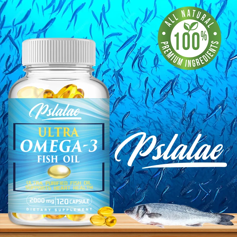 

Omega 3 Fish Oil - EPA DHA Fish Oil Omega 3 Supplement with Immune Booster Brain Vitamins, Mood Boost Liver Support