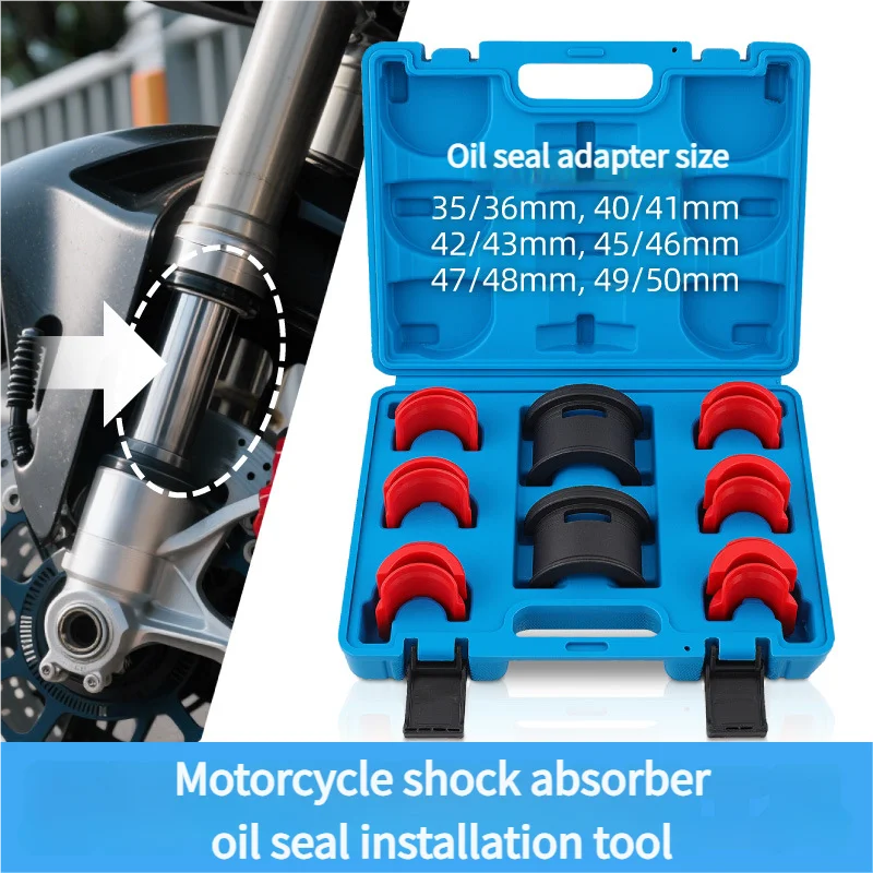 

14Pcs Motorcycle Bike Fork Seal Driver Tool Kit Universal Installer Driver Set 35/36 40/41 42/43 45/46 47/48 49/50MM Adapters
