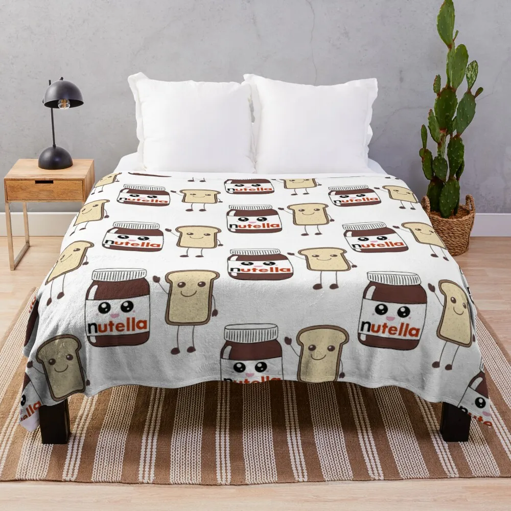 

Nutella and bread Throw Blanket Soft Plaid manga blankets and throws Softest Blankets