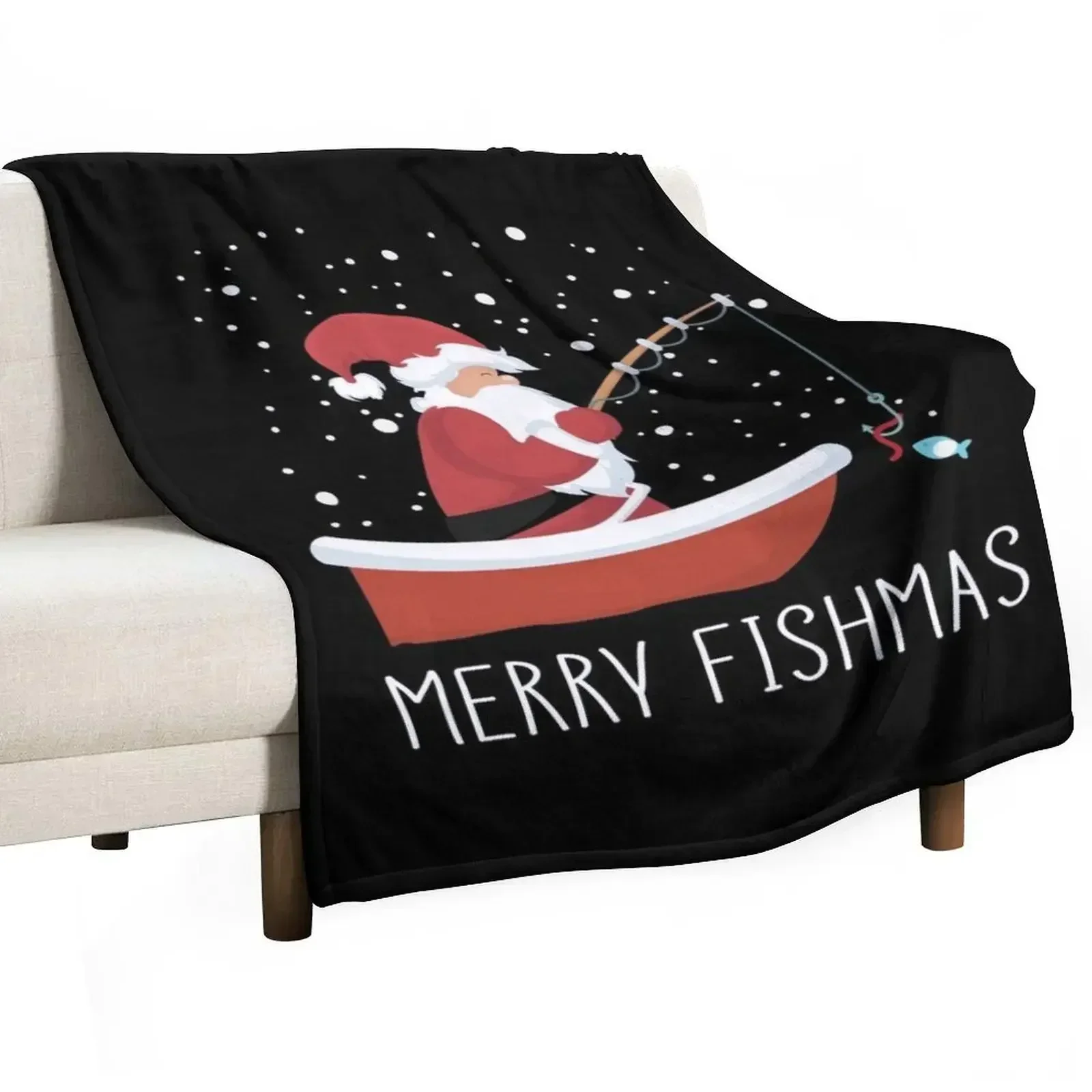 

Merry Fishmas - Funny Santa Claus Fishing Throw Blanket Weighted Giant Sofa Blankets