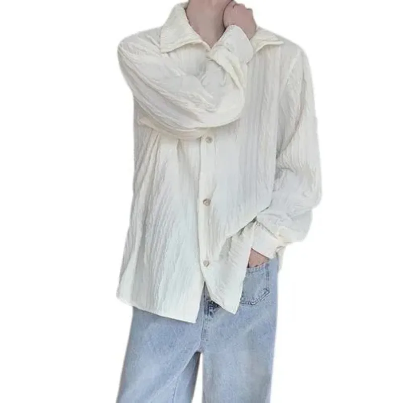 

Мужская одежда, нишевая плиссированная рубашка с длинными рукавами, топ для поездок на работу