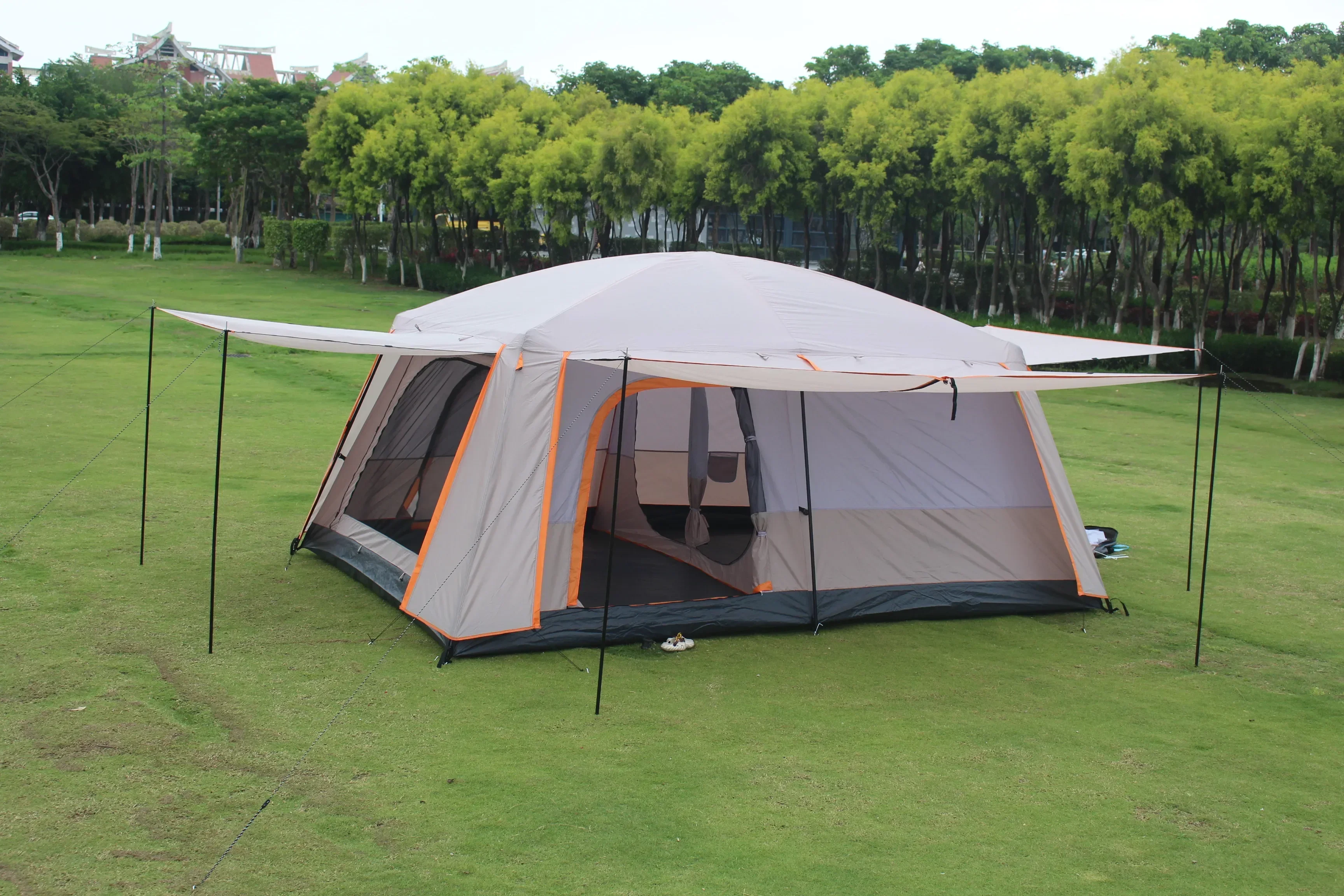 Imagem -06 - Camadas Duplas Oversized Rainproof Tenda ao ar Livre Barracas de Acampamento Impermeáveis Quartos Tenda Familiar Cobertura Total 312 Pessoas