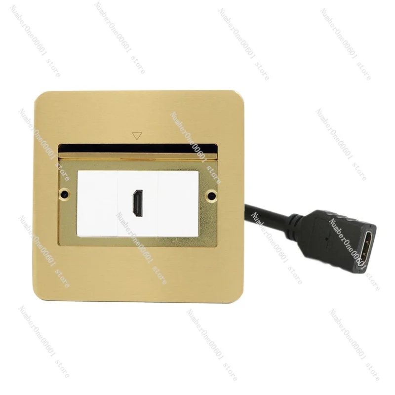 For 120 Type HDMI Ground Plug Pure Copper Concealed Panel Elbow Straight Head with Extension Cord, Solder Free Ground Socket