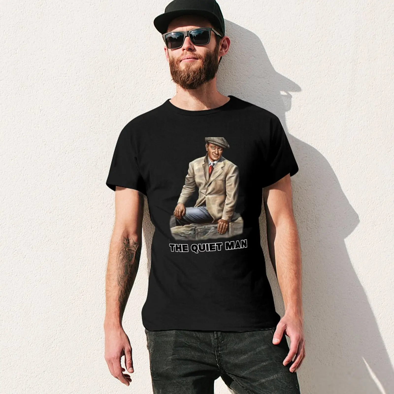 JOHN WAYNE - THE QUIET MAN T-Shirt for a boy hippie clothes Luxury man clothes black t-shirts for men