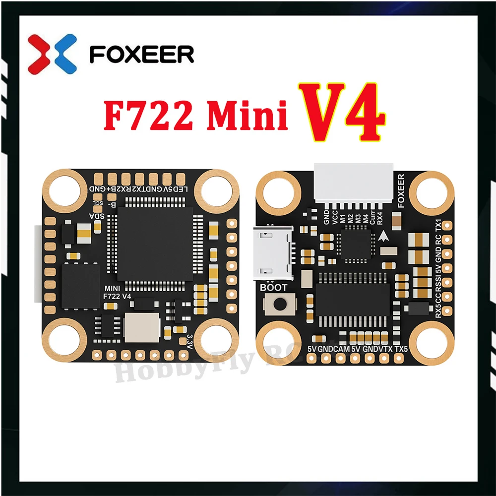 Foxeer F722 V4 Mini/F722 V4 Mini Pro 3-6S Flight Controller STM32F722RET6 CPU Built-in16M Flash Memory 5V/3A BEC OSD for Drone